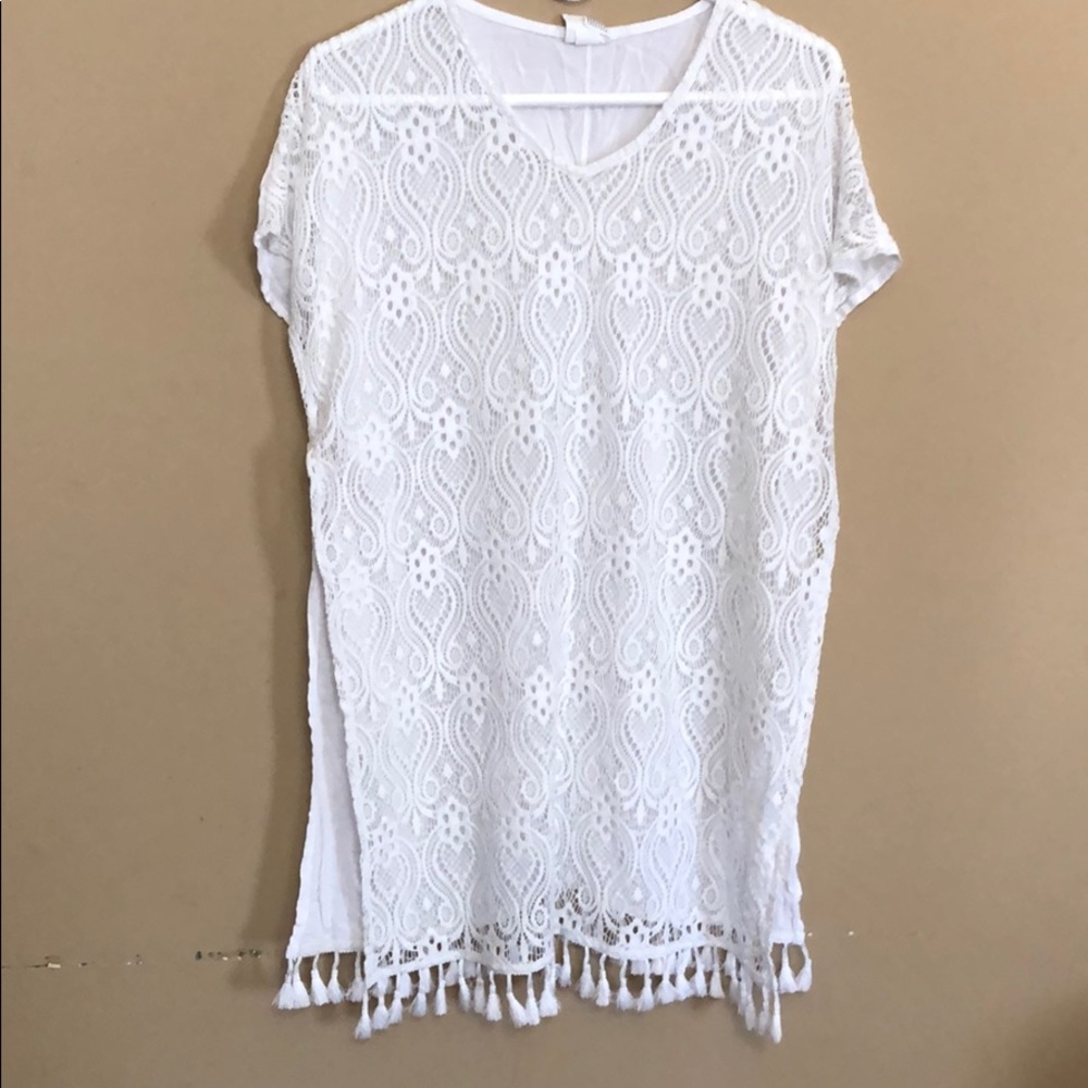 O’rageous White Lace Swim Cover Size Medium